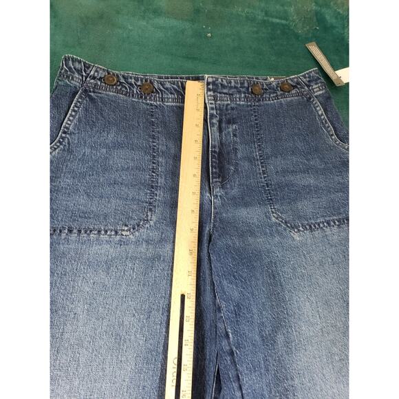 Talbots Jeans Size 8 Womens Blue Pants Stretch Ladies Mid Rise Wide Leg Crop NWT - Picture 9 of 15